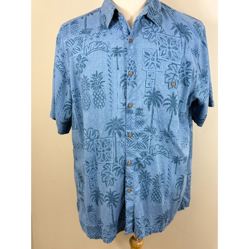 Batik Bay Hawaiian Shirt Men's XXL Blue Rayon Aloha Tropical Camp Resort Beach